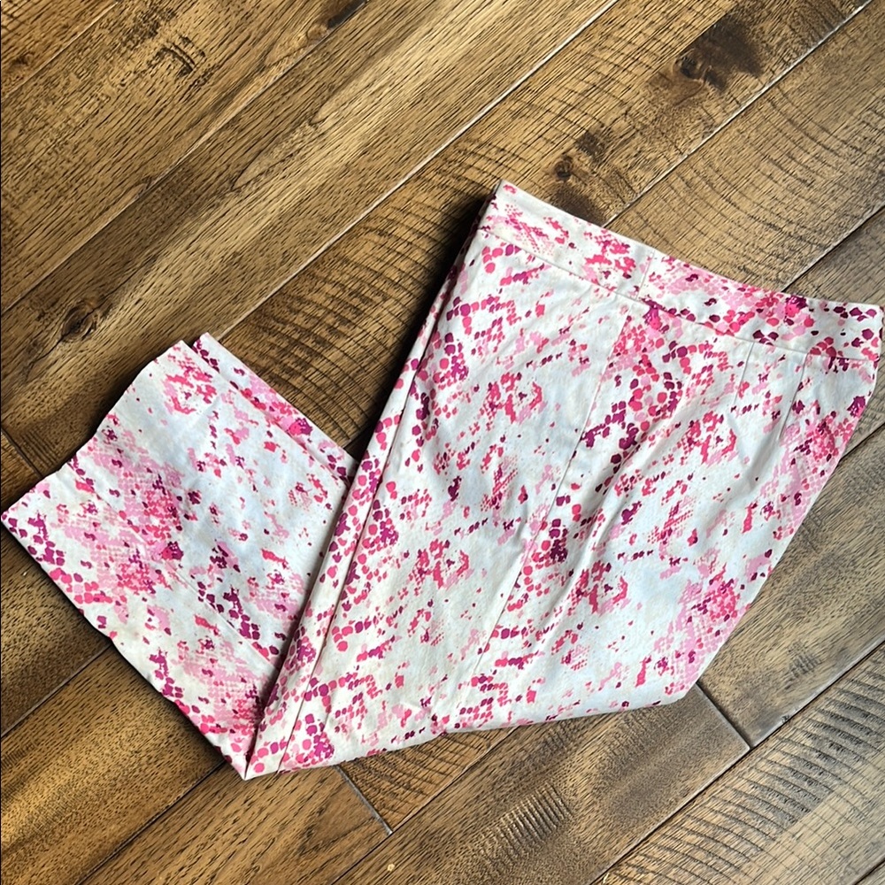 Magaschoni Pink and Cream Patterned cropped pant